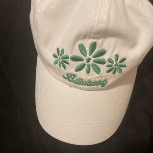 Billabong White Hat with Green Floral Design